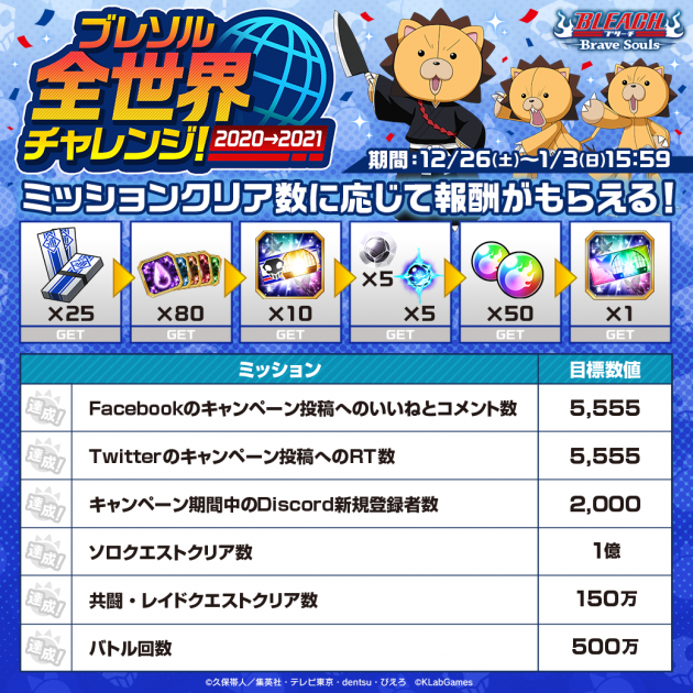 ブレソル全世界チャレンジ 21 Bleach Brave Souls ブレソル 公式サイト Klabgames